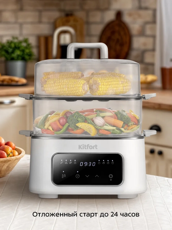 Пароварка электрическая с таймером КТ-6467 - 1000 Вт