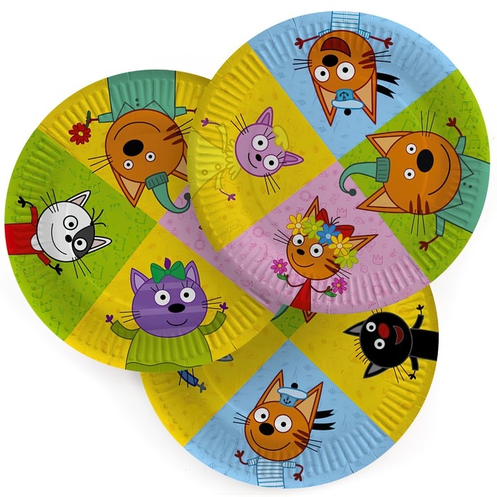 Тарелка бумажная &laquo;Три кота&raquo;, в наборе 6 шт., 18 см