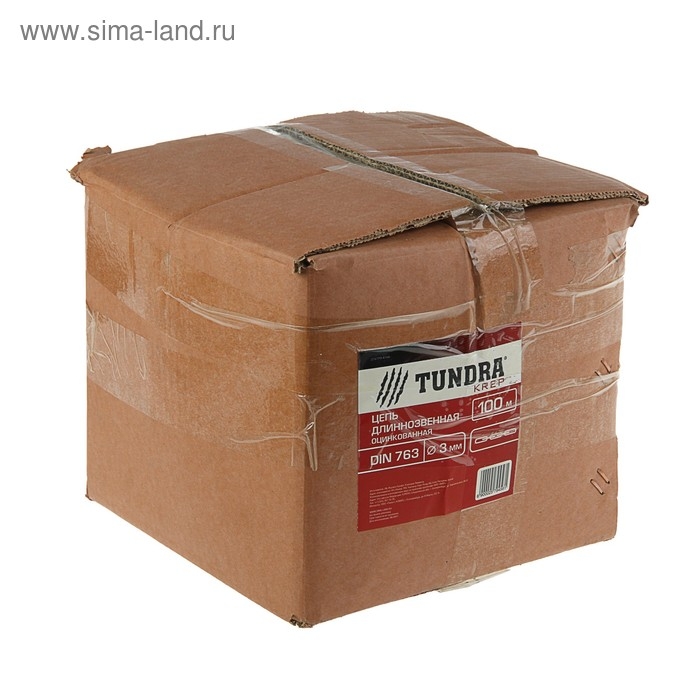 Цепь длиннозвенная ТУНДРА krep, DIN763, диаметр 3 мм, сварная, оцинкованная, 100 м