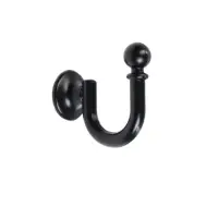 Крючок для штор ТУНДРА KS003, однорожковый, цвет черный, 2 шт