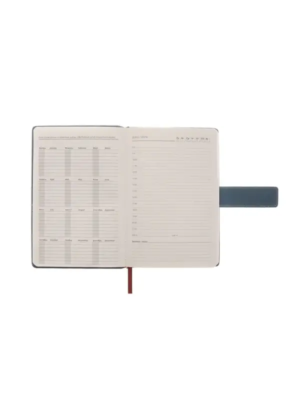 Ежедневник недатированный формат А5, с хлястиком, 128л, линия, пвх, Индиго