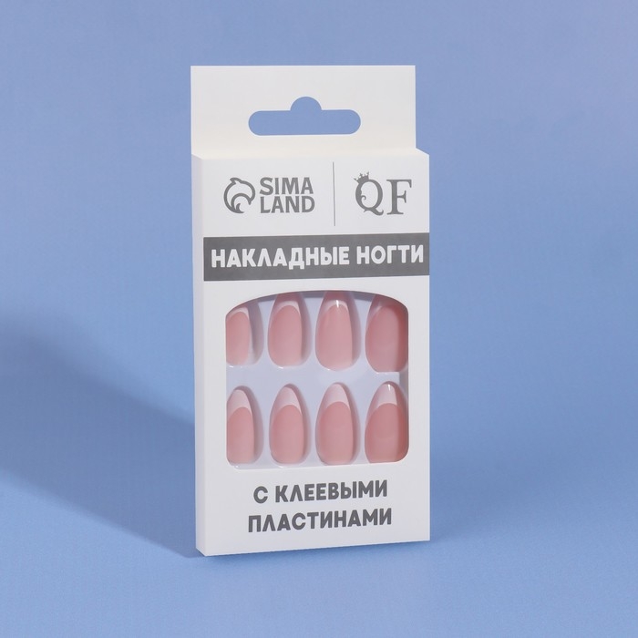 Накладные ногти &laquo;Classic French&raquo;, 24 шт, с клеевыми пластинами, форма миндаль, цвет нежно-розовый/белый