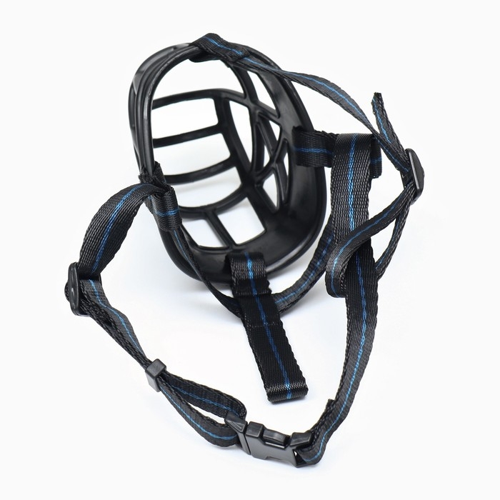 Намордник для собак №1 с трехсторонним ремешком, каучук, ДН 6 см, ОМ 22 см, чёрный