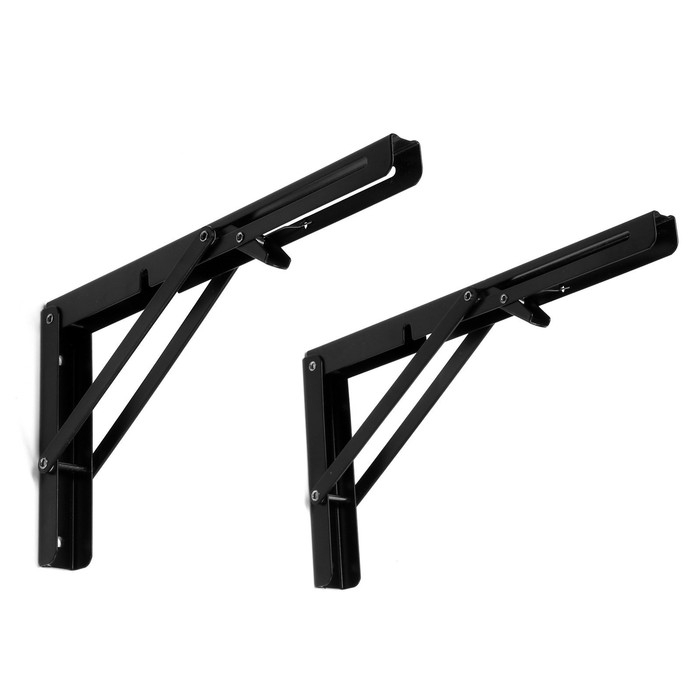 Кронштейн складной для столов и полок ТУНДРА, K001, 2 шт, длина 300 мм, сталь цвет черный