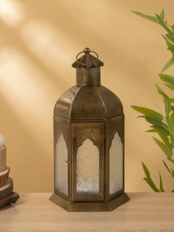 Подсвечник фонарь "Золотой шатёр" железо 20х20х37 см