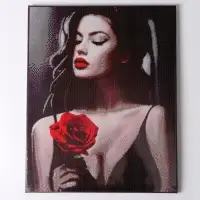 Алмазная вышивка полное заполнение "Красная роза", на раме, 40*50 см