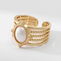 Кольцо с жемчугом &laquo;Богема&raquo; цвет белый в золоте, безразмерное