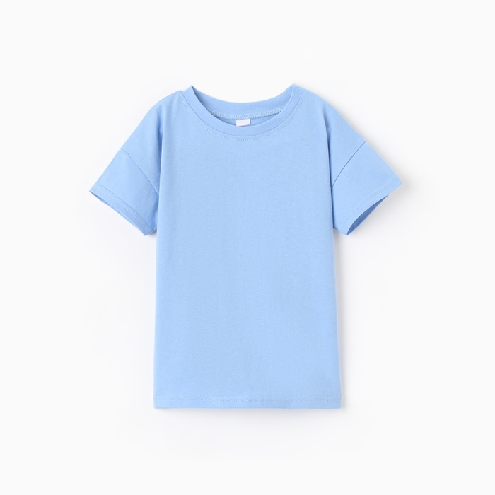 Футболка детская со спущенным плечом, цвет голубой, рост 122 см