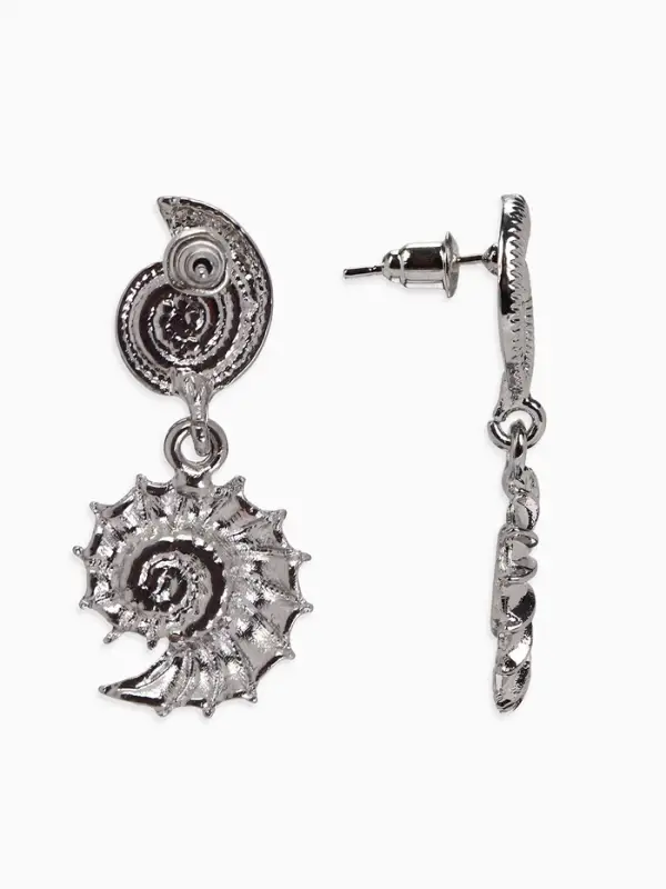 Серьги металл "Ракушки", цвет серебро