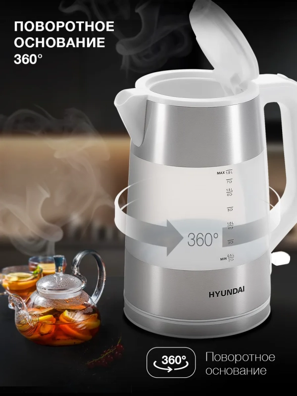 Чайник HYK-P4025 1.9л. 2200Вт белый (пластик)
