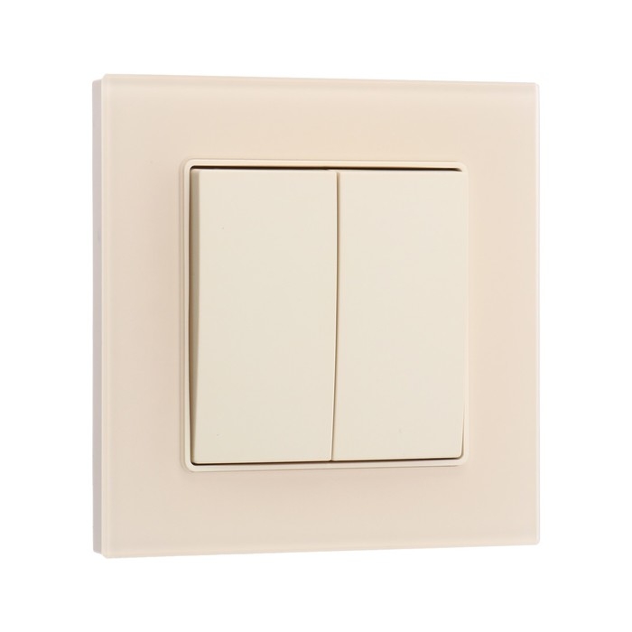 Выключатель TOT Matte Glass, 10 А, 2 кл., скрытый, стекло, бежевый Выключатель TOT Matte Glass, 10 А, 2 кл., скрытый, стекло, бежевый