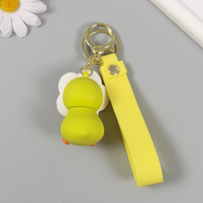 Брелок резина с карабином, ремешком Брелок резина с карабином, ремешком "Цыплёнок в цветочке" цветочек крутится 3,5х4х6,2 см