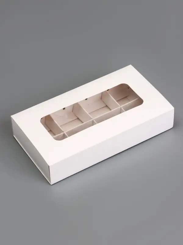 Коробка для 8 конфет, белая, 9.8&times;17.7&times;3.5 см