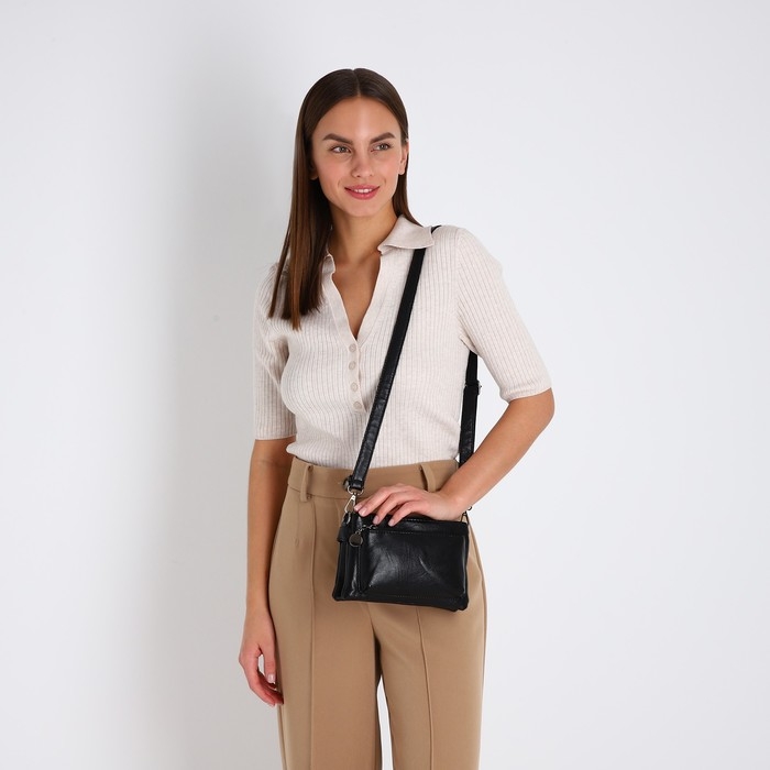 Сумка кросс-боди на молнии, цвет чёрный Сумка кросс-боди на молнии, цвет чёрный