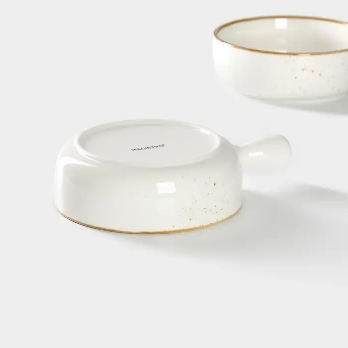 Кокотницы &laquo;Церера&raquo;, набор 2 шт., d=15 см, 500 мл, фарфор, белые