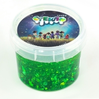 Слайм &laquo;Стекло&raquo; с зелёными блёстками слюда