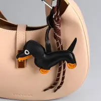 Брелок на карабине кожзам, текстиль "Такса" с узлом 25х13х1,5