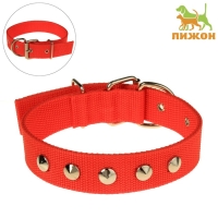 Ошейник клепаный, 48,5 х 3 см, ОШ 31-40 см, полиэстер, красный Ошейник клепаный, 48,5 х 3 см, ОШ 31-40 см, полиэстер, красный