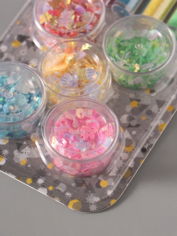 Глиттер "Пудра и пайетки" неон набор 5х6 гр и 5х5 гр 21,4х9,3 см