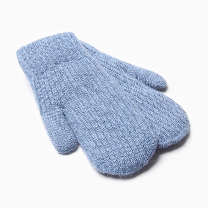 Варежки женские на иск.меху MINAKU рубчик 22 см голубой Варежки женские на иск.меху MINAKU рубчик 22 см голубой