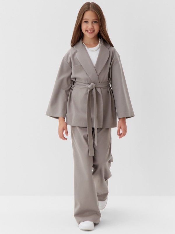 Комплект для девочки (жакет и брюки) MINAKU: PartyDress, цвет серый, рост 140 см