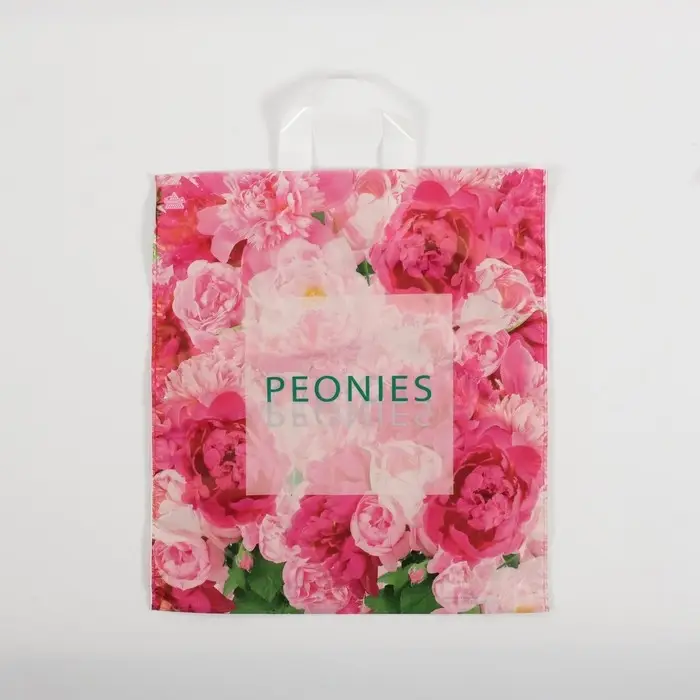 Пакет &laquo;Изобилие пионов&raquo;, полиэтиленовый, с петлевой ручкой, 42&times;38 см, 37 мкм