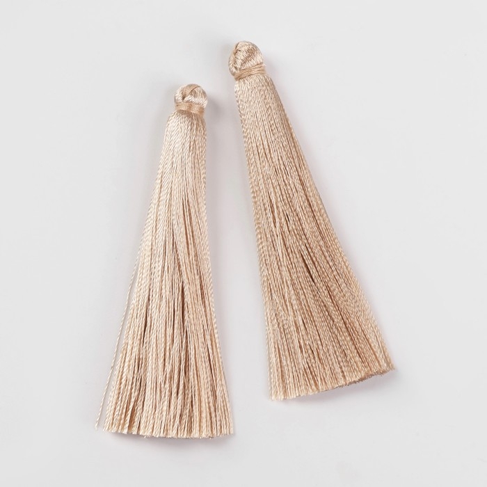 Подвеска декоративная «Кисть», набор 2 шт., L кисти 6,5 см, цвет бежевый Подвеска декоративная «Кисть», набор 2 шт., L кисти 6,5 см, цвет бежевый