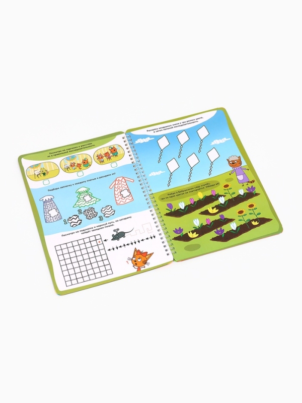 Многоразовая книга "Замечательные задачки", А4, 32 стр., +4 маркера, Три кота