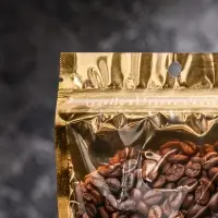 Пакет дой-пак, матовый, золотой, с прозрачной стенкой,14 х 20 х 8 см