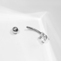 Пирсинг в пупок &laquo;Банан&raquo; сердечко, L=2 см, белый в серебре