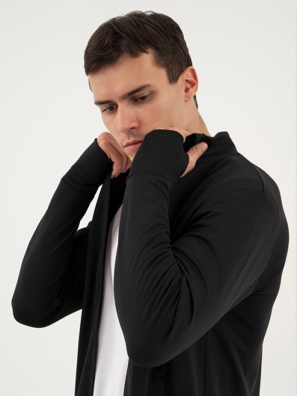 Лонгслив мужской Resport, на молнии, р. 50, цвет чёрный, базовый, с длинным рукавом