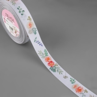 Лента репсовая «Пионы», 25 мм, 23 ± 1 м, цвет белый Лента репсовая «Пионы», 25 мм, 23 ± 1 м, цвет белый