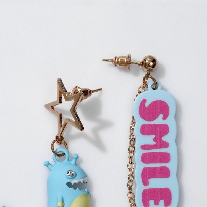 Серьги ассорти &laquo;Динозавр&raquo; SMILE, цветные в золоте