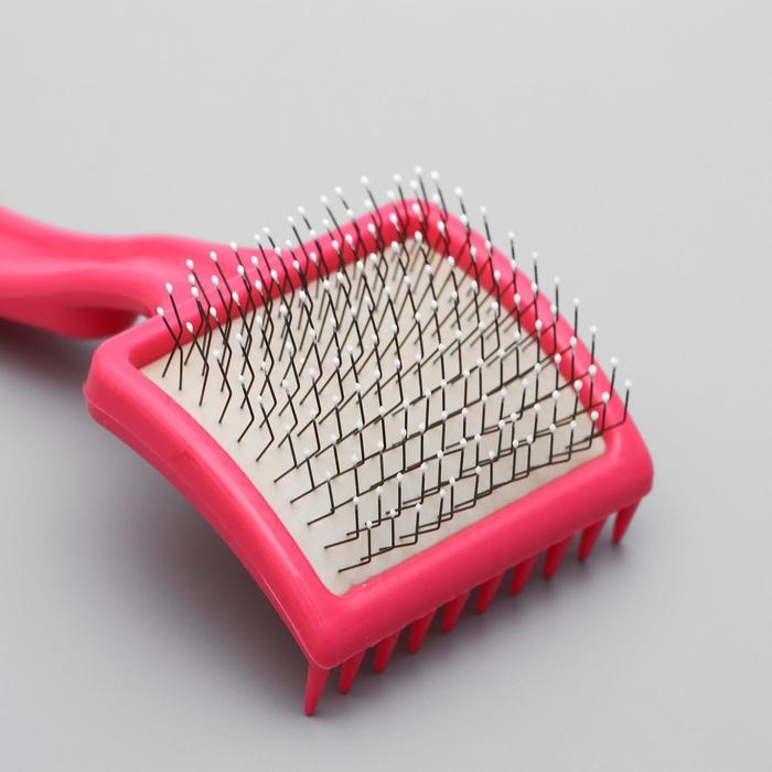 Щётка - пуходёрка средняя жесткая с каплями, основание 59 х 49 мм, розовая Щётка - пуходёрка средняя жесткая с каплями, основание 59 х 49 мм, розовая