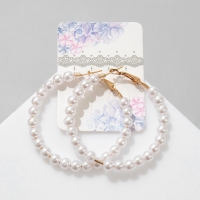 Серьги-кольца &laquo;Нежность жемчуга&raquo; кольца средние, цвет белый в золоте, d=5,5 см