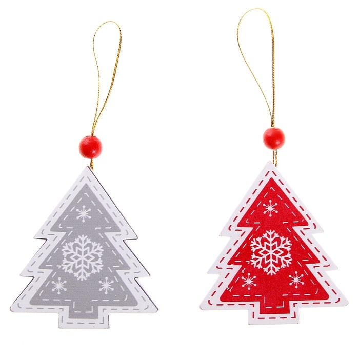 Подвеска новогодняя «Морозная ель», золотая нить, МИКС, односторонняя Подвеска новогодняя «Морозная ель», золотая нить, МИКС, односторонняя