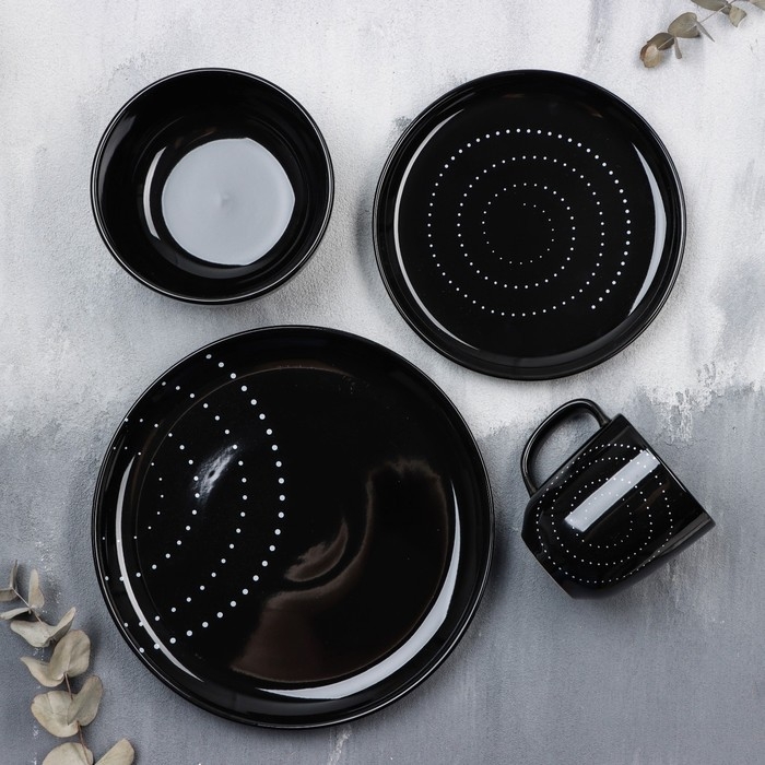 Кружка керамическая &laquo;Орнамент&raquo;, 450 мл, цвет чёрный