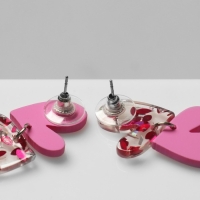 Серьги акрил &laquo;Сердце&raquo; пара, цвет розовый