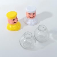 Набор для специй из стекла на подставке &laquo;Поварёнок&raquo;, 2 предмета: солонка, перечница, цвет МИКС