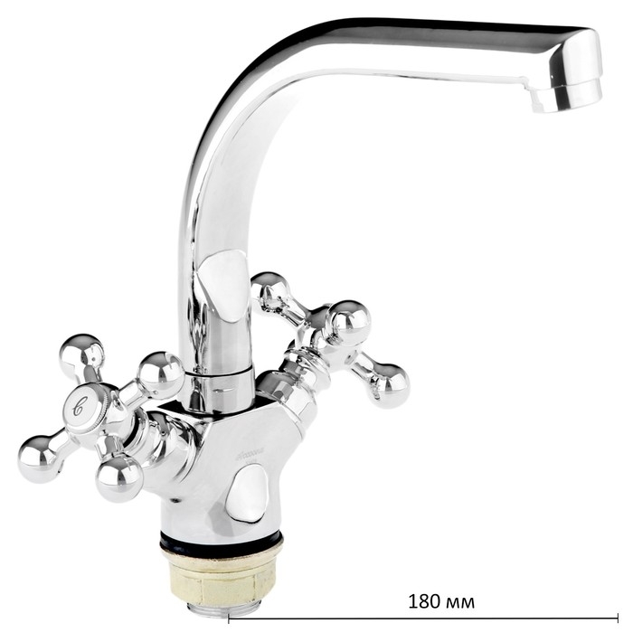 Смеситель для кухни Accoona A4471, двухрычажный, с гайкой, хром