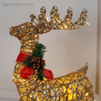 Светодиодная фигура &laquo;Олень золотистый&raquo; 35 &times; 60 &times; 10 см, металл, 220 В, мерцание, свечение тёплое белое