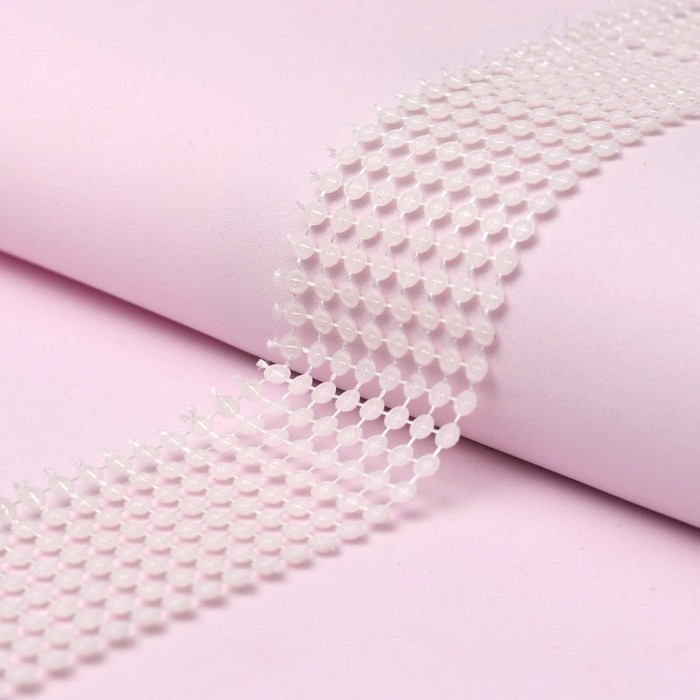 Лента с имитацией жемчуга, 4 см, 9 &plusmn; 1 м, цвет белый