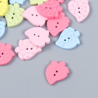 Пуговицы дерево для творчества 2 прокола "Клубника. Летние цвета" набор 20 шт 1,8х1,4х0,3 см   99131