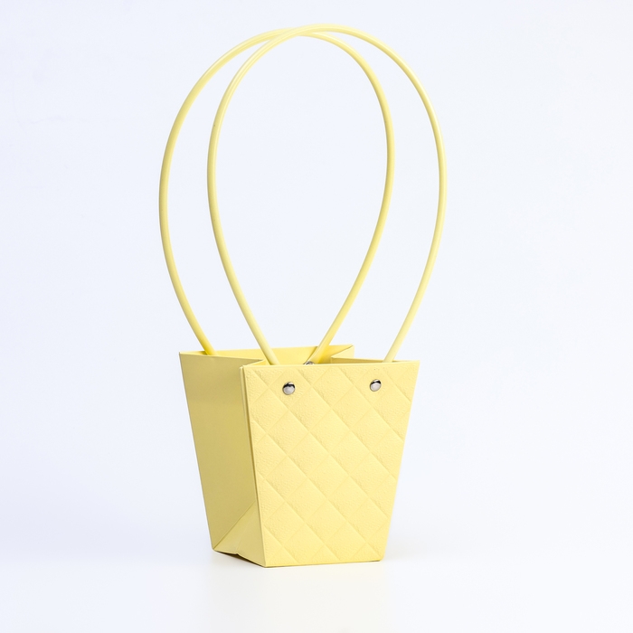 Сумка для цветов тиснение шампань влагостойкая, 12x12-8x8-12.5 см