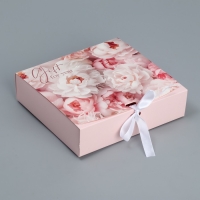 Коробка подарочная складная двухсторонняя, упаковка, &laquo;Пионы&raquo;, 20 х 18 х 5 см