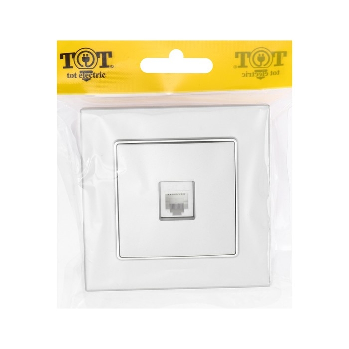 Розетка телефонная одноместная TOT Matte Glass, скрытая, стекло, серебристая Розетка телефонная одноместная TOT Matte Glass, скрытая, стекло, серебристая