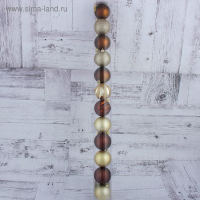 Набор шаров пластик d-6 см, 12 шт "Улыбка" коричневый и золото