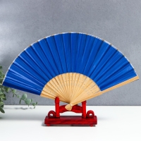 Веер бамбук, текстиль h=21 см "Моноцвет" в коробке, синий