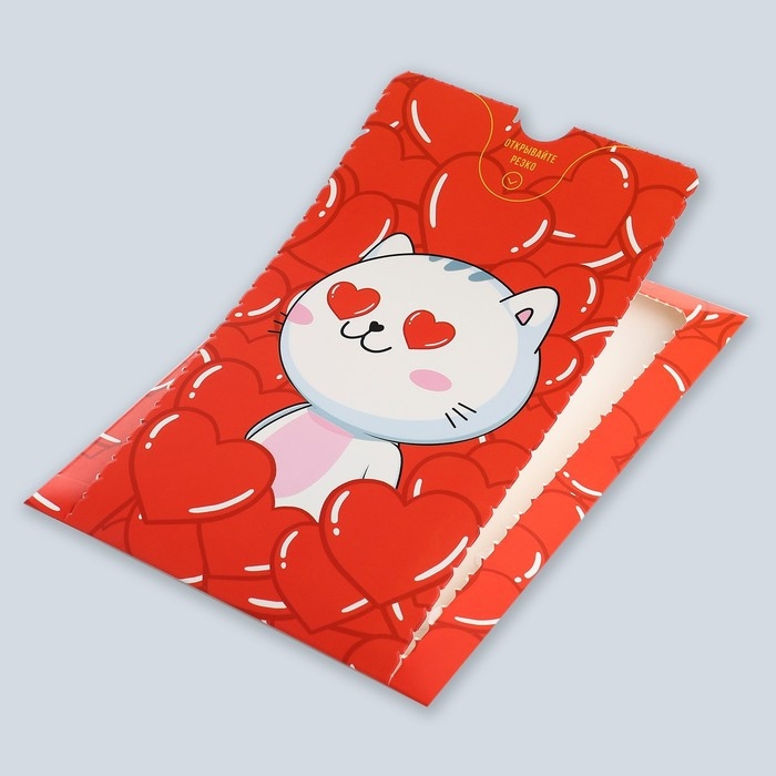 Бум-открытка &laquo;Влюблённый кот&raquo;, сердечки , 12 х 18.5 см