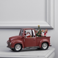 Светодиодная фигура &laquo;Машина с эльфами&raquo; 28 &times; 17 &times; 12 см, пластик, батарейки ААх3 (не в комплекте), USB, свечение тёплое белое